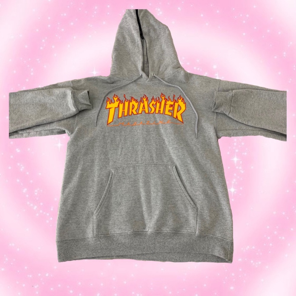 SOLD | ⭐️ Gray Fire Thrasher Hoodie ⭐️